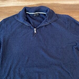 Ted Baker London 1/4 Zip Sweater Mens XXL Size 6 Navy Textured Sweater
